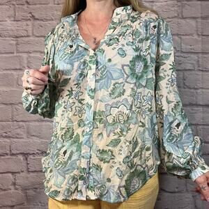 See You Soon Multicolored Floral Tunic with Mandarin Collar